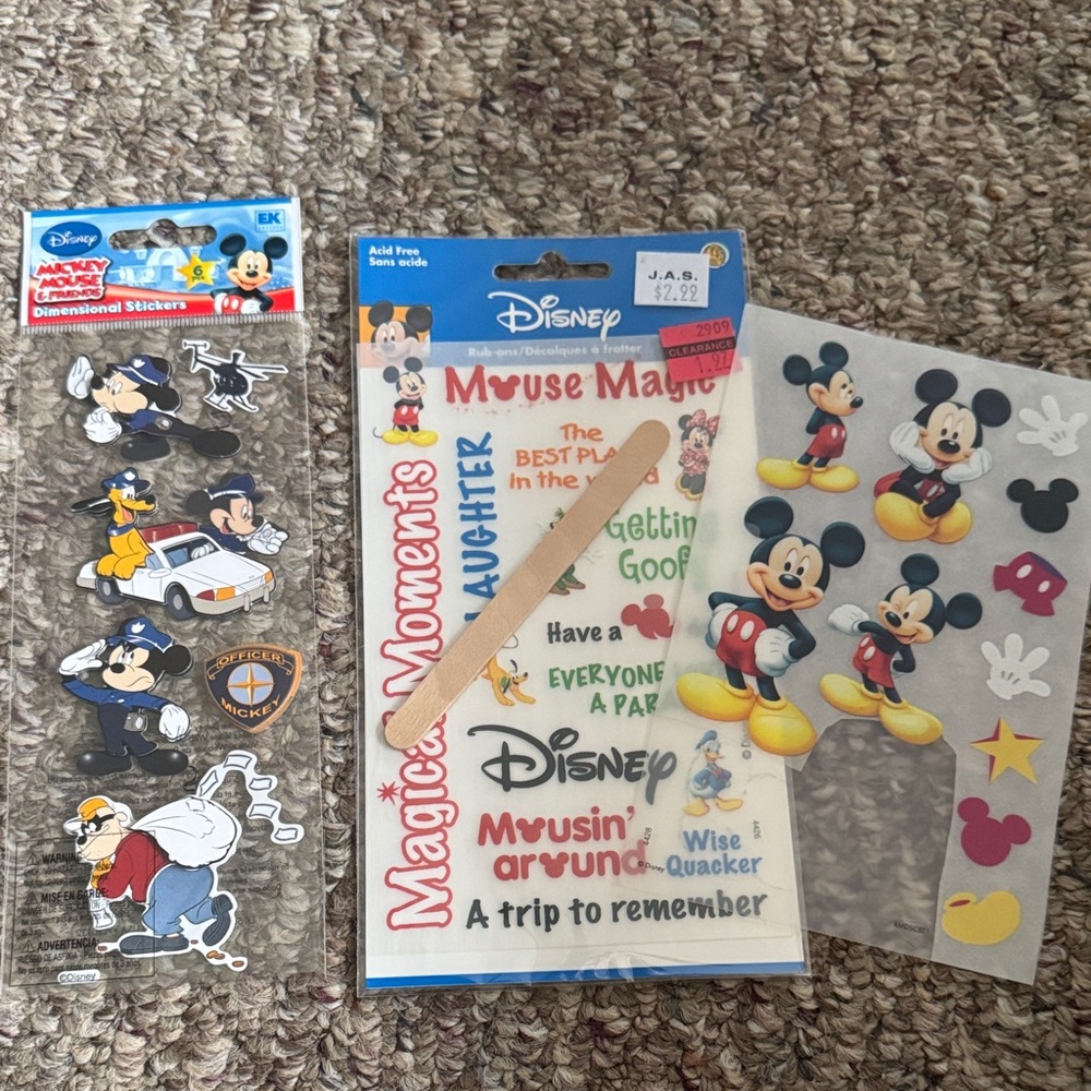 Disney Mickey Mouse Sticker Bundle - Red Yellow Black Blue